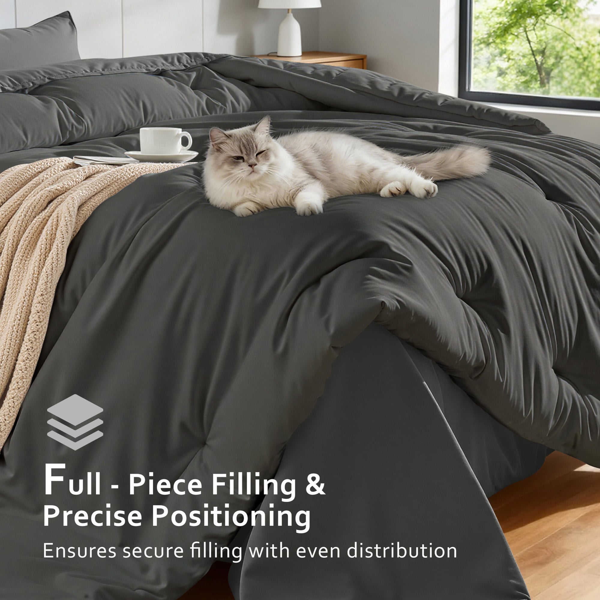 Dhole 7-Piece Bed Sheet Set - Queen Size Comforter, Pillowcases & Sheet Collection for Cozy Bedding Comfort Black