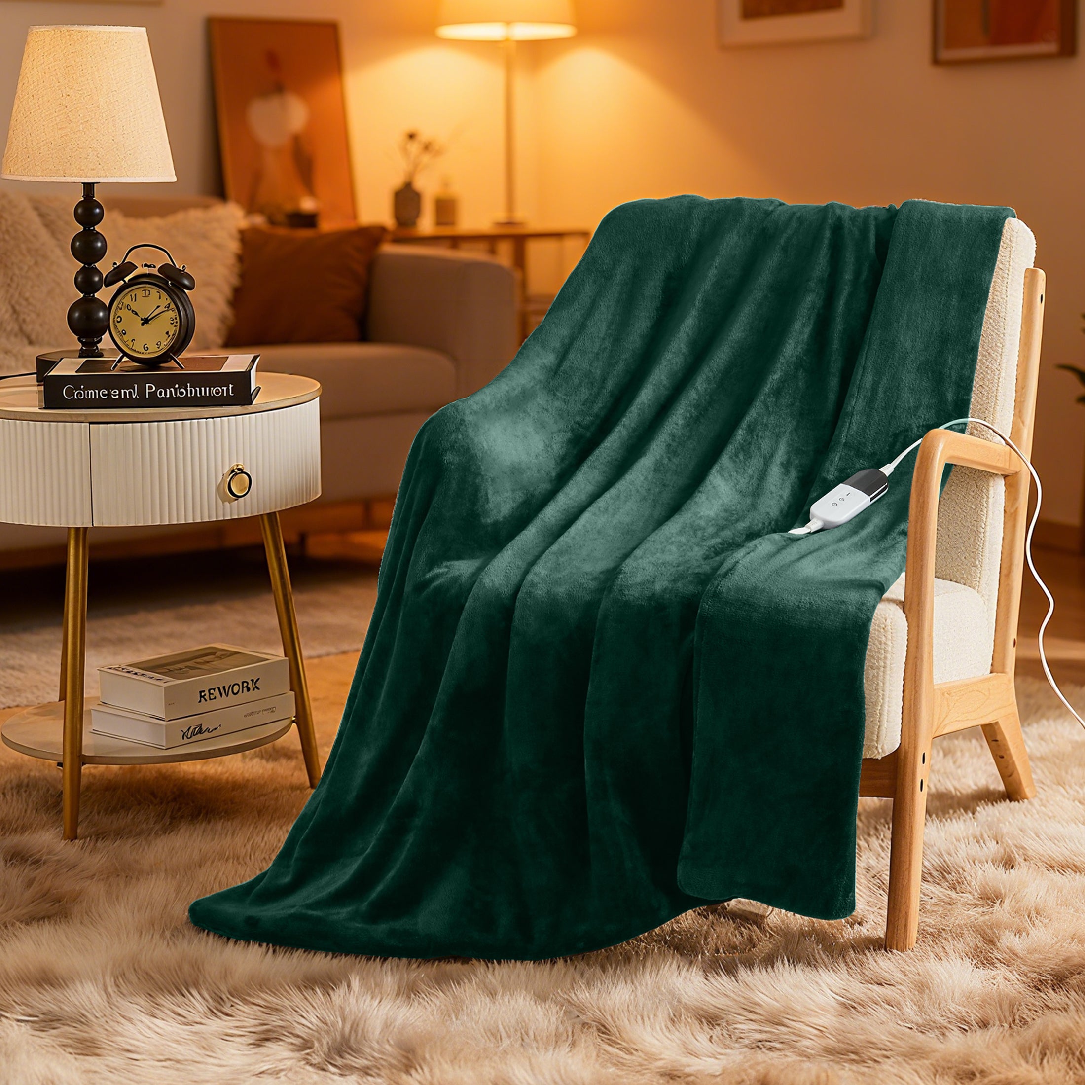 Dhole Electric Heated Blanket Throw - 50"x60" with 6 Heating Levels 4 Hours Auto Off Fast Heating Over-Heated Protection Ultra Soft Warm Flannel ETL Certified