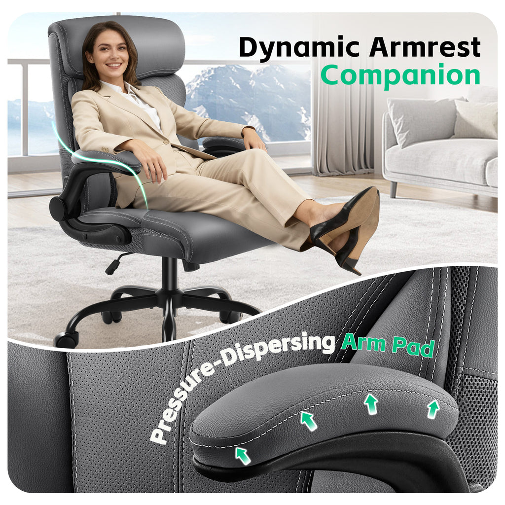Dhole Executive Ergonomic Office Chair - High Back Mesh Desk Chair with Lumbar Support, 4D Armrests, Tilt Function & Breathable Mesh for Home Office (Black)