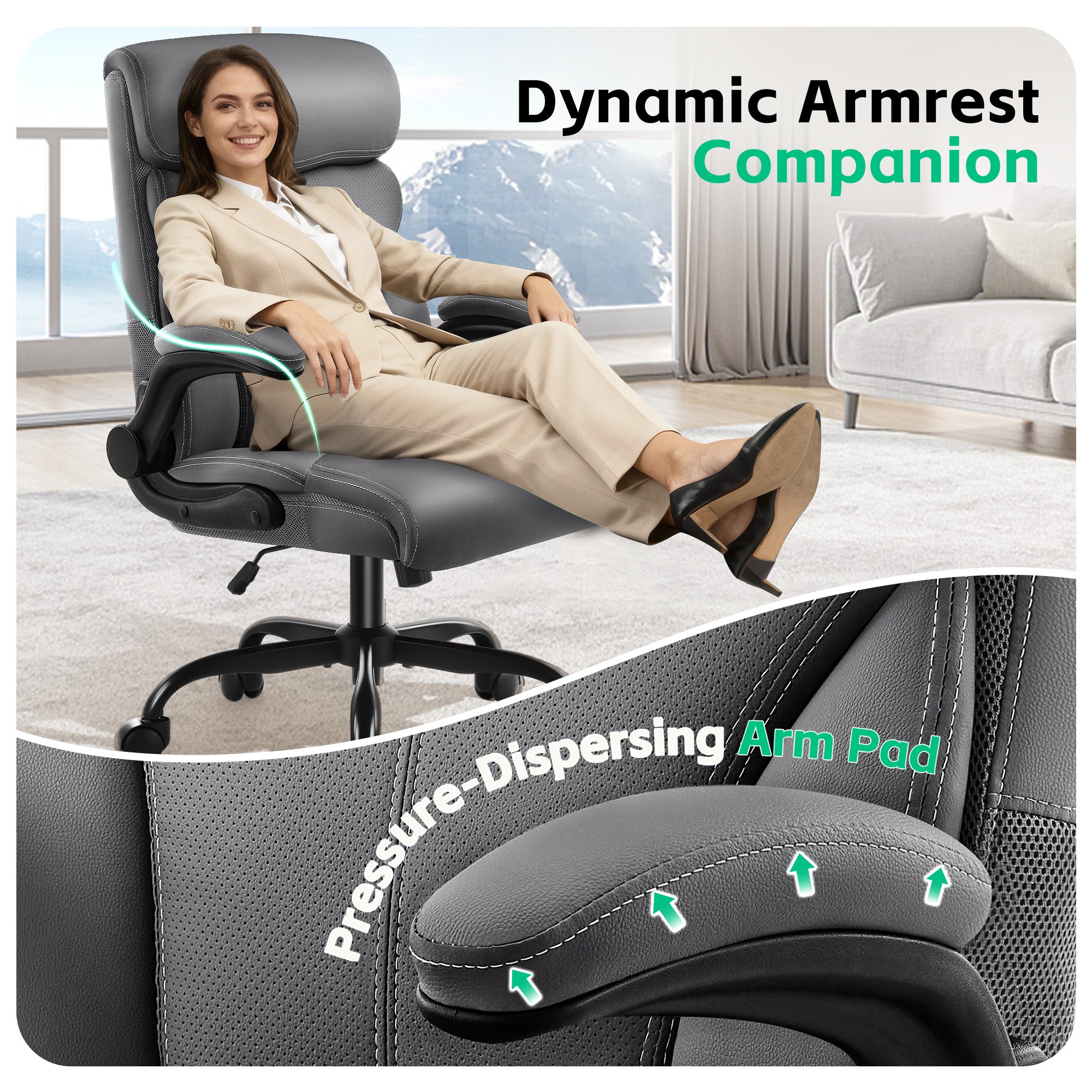 Dhole Executive Ergonomic Office Chair - High Back Mesh Desk Chair with Lumbar Support, 4D Armrests, Tilt Function & Breathable Mesh for Home Office (Black)