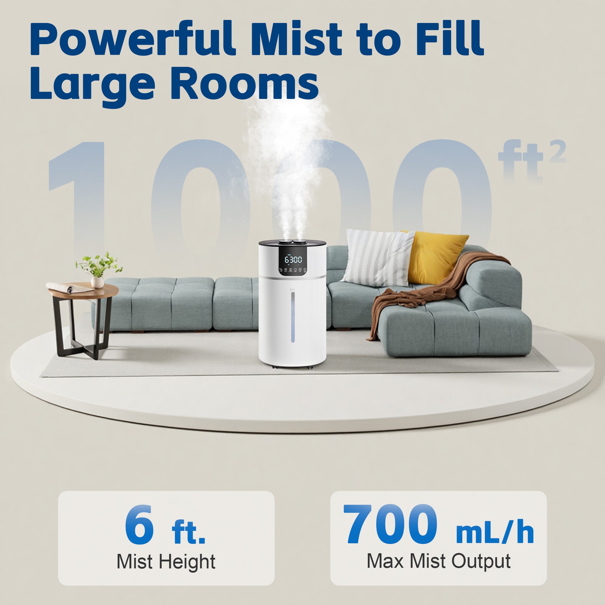 Dhole 16L Large Room Whole House Dual Mist Output Warm Mist Humidifier