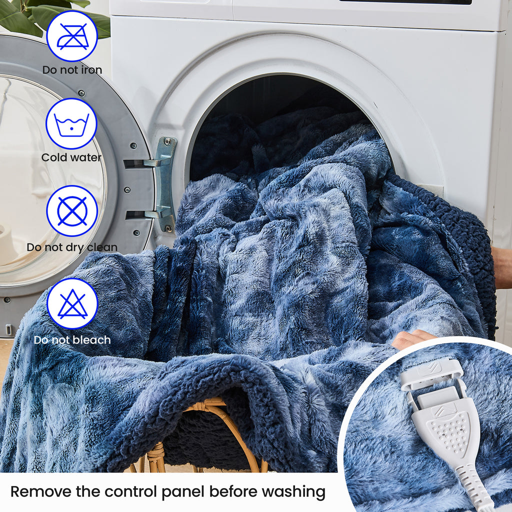 Dhole Heated Blanket Electric Throw - 50"x60" Heating Blanket Throw 4 Hours Auto-Off 6 Heat Level Over-Heat Protection Luxury Faux Fur Sherpa ETL Certification
