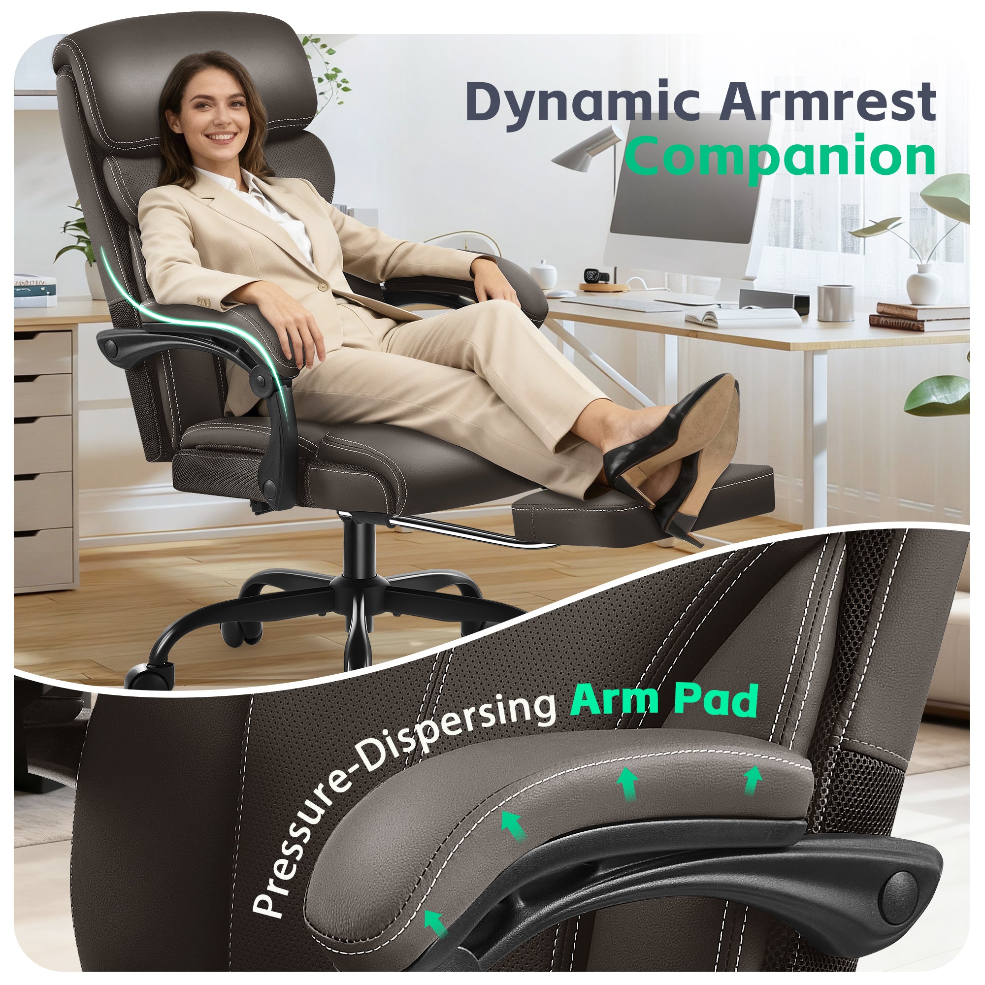 Dhole Executive Ergonomic Office Chair - High Back Mesh Desk Chair with Lumbar Support, 4D Armrests, Tilt Function & Breathable Mesh for Home Office (Black)