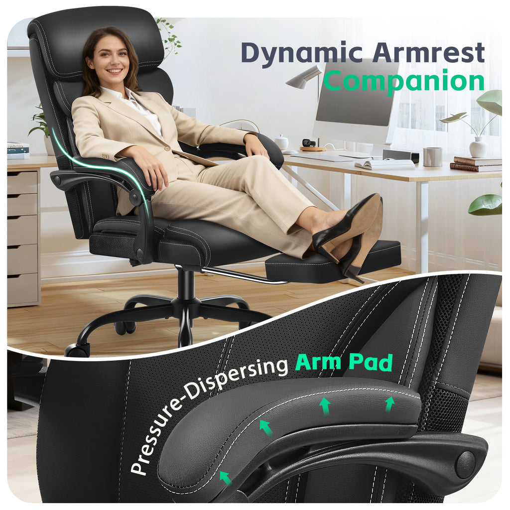 Dhole Executive Ergonomic Office Chair - High Back Mesh Desk Chair with Lumbar Support, 4D Armrests, Tilt Function & Breathable Mesh for Home Office (Black)