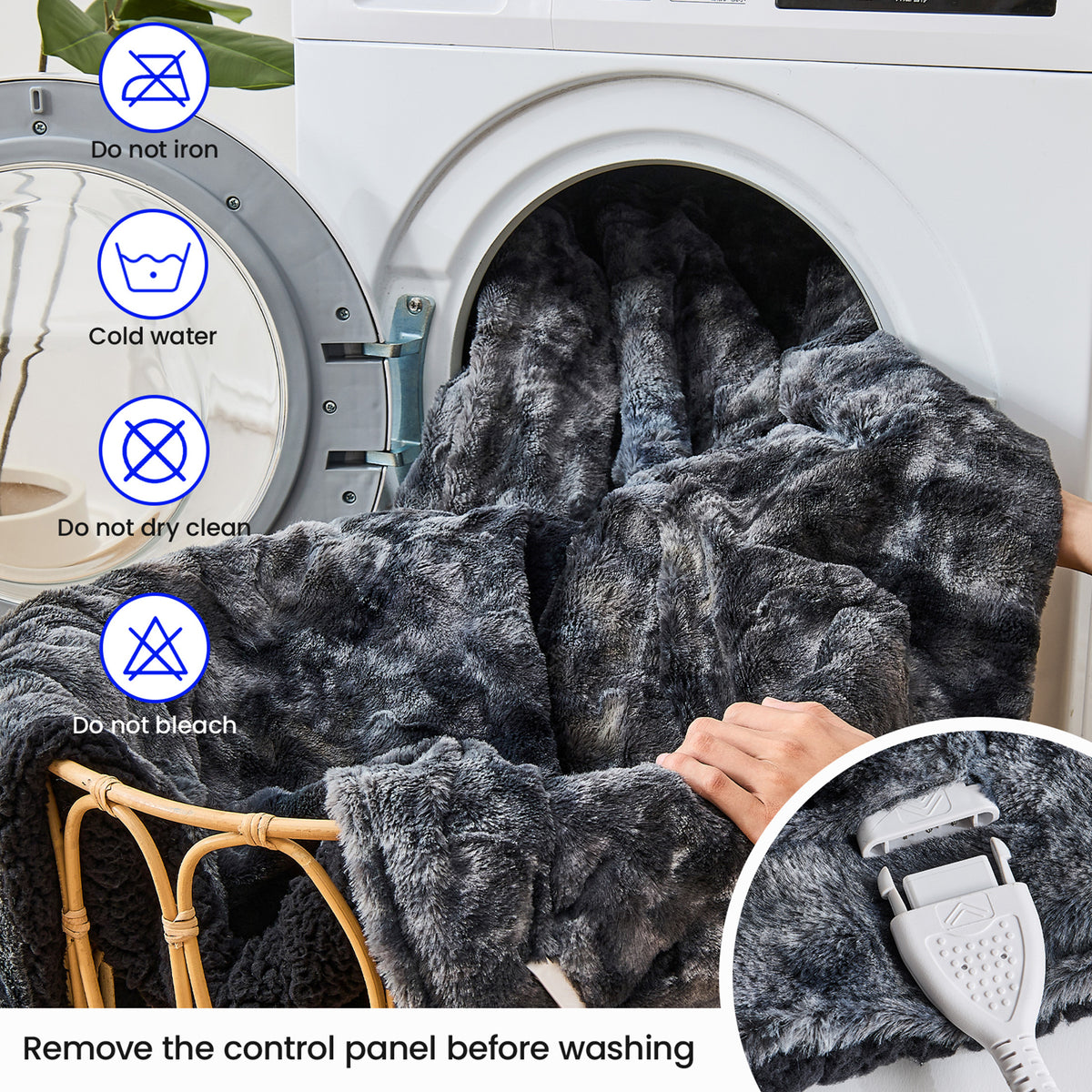 Dhole Heated Blanket Electric Throw - 50"x60" Heating Blanket Throw 4 Hours Auto-Off 6 Heat Level Over-Heat Protection Luxury Faux Fur Sherpa ETL Certification