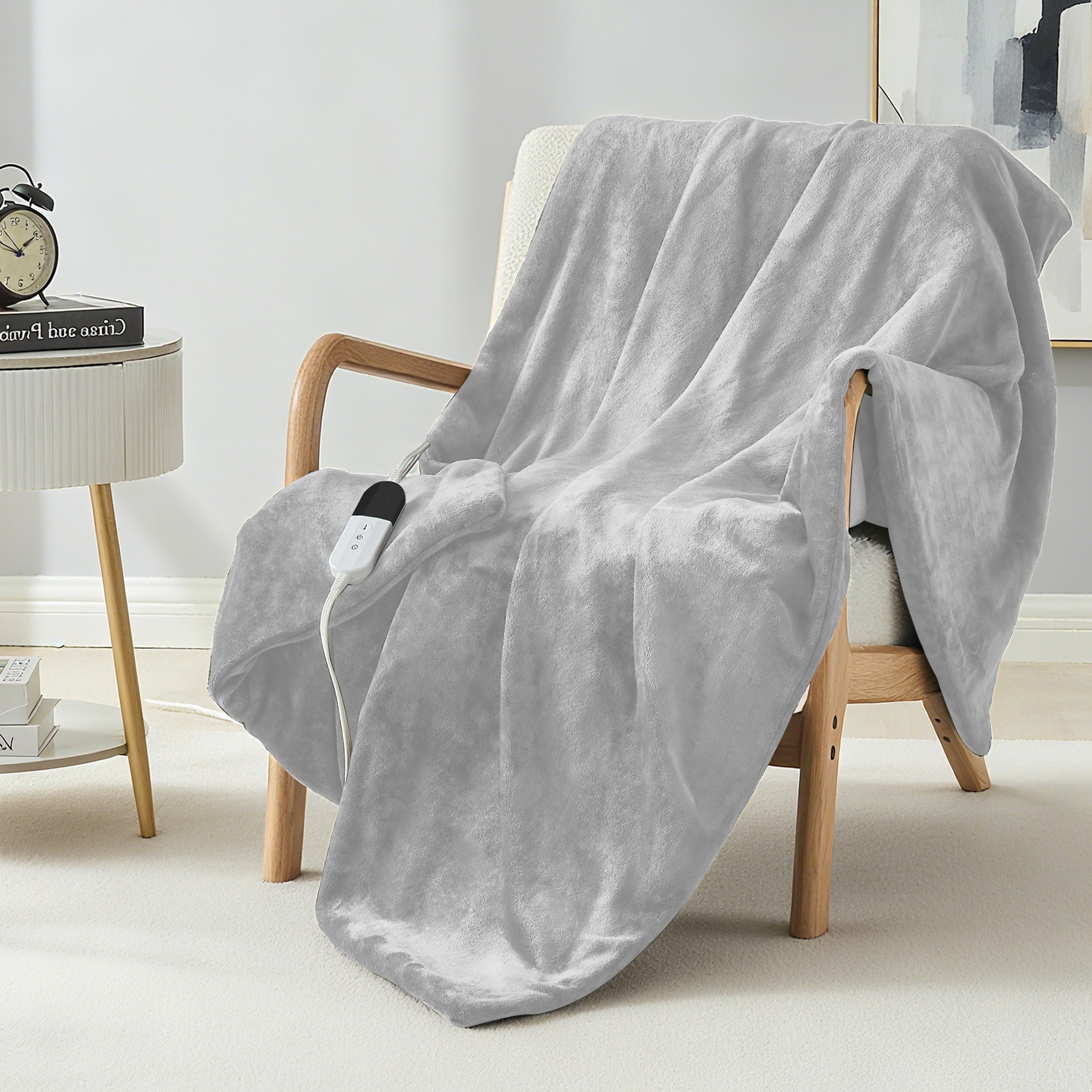 Dhole Electric Heated Blanket Throw - 50"x60" with 6 Heating Levels 4 Hours Auto Off Fast Heating Over-Heated Protection Ultra Soft Warm Flannel ETL Certified