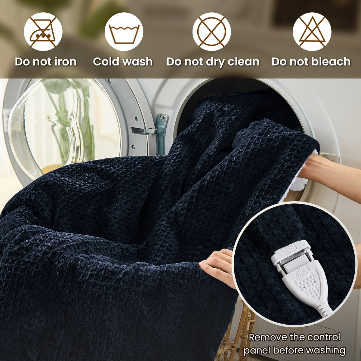 Dhole Heated Blanket Electric Blanket Throw Waffle, 50x60 Inches，Sherpa Fleece Fast Heating Blanket 6 Heating Levels & 4 Hours Auto Off ETL Certification