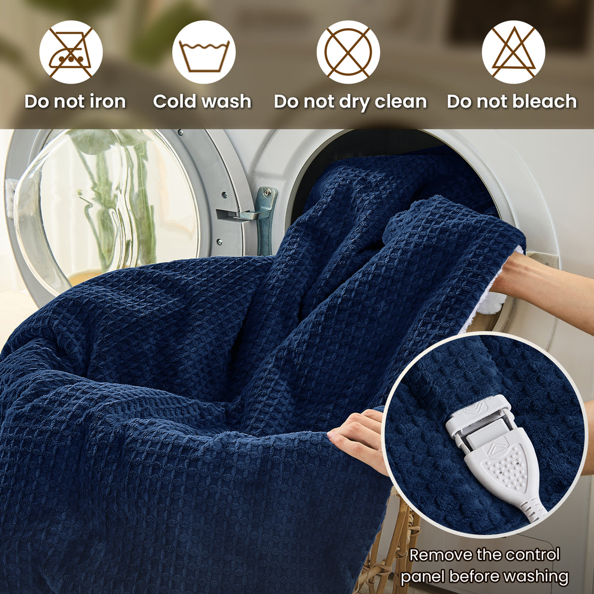 Dhole Heated Blanket Electric Blanket Throw Waffle, 50x60 Inches，Sherpa Fleece Fast Heating Blanket 6 Heating Levels & 4 Hours Auto Off ETL Certification