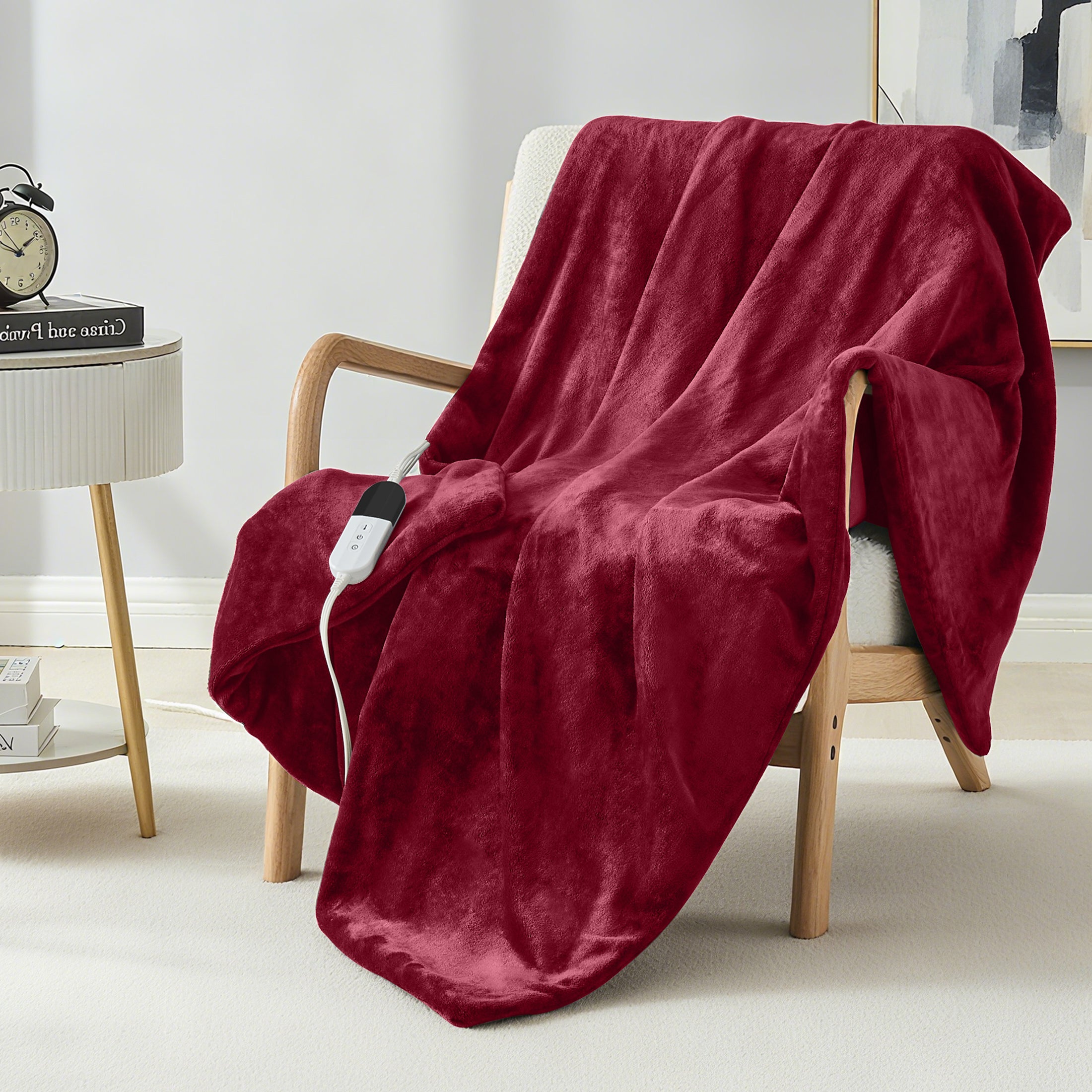 Dhole Electric Heated Blanket Throw - 50"x60" with 6 Heating Levels 4 Hours Auto Off Fast Heating Over-Heated Protection Ultra Soft Warm Flannel ETL Certified