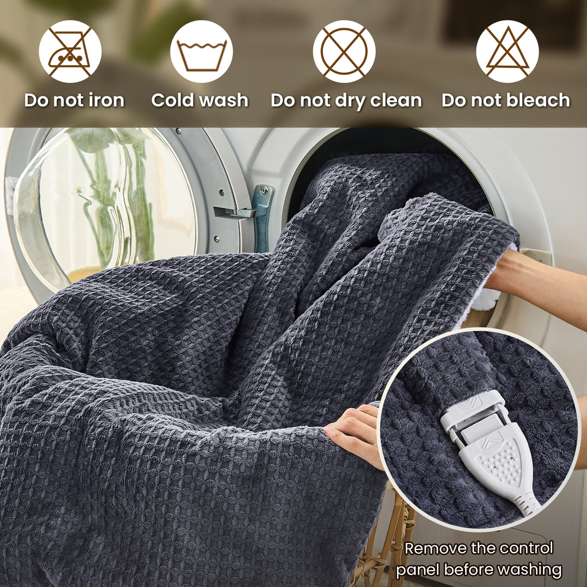 Dhole Heated Blanket Electric Blanket Throw Waffle, 50x60 Inches，Sherpa Fleece Fast Heating Blanket 6 Heating Levels & 4 Hours Auto Off ETL Certification
