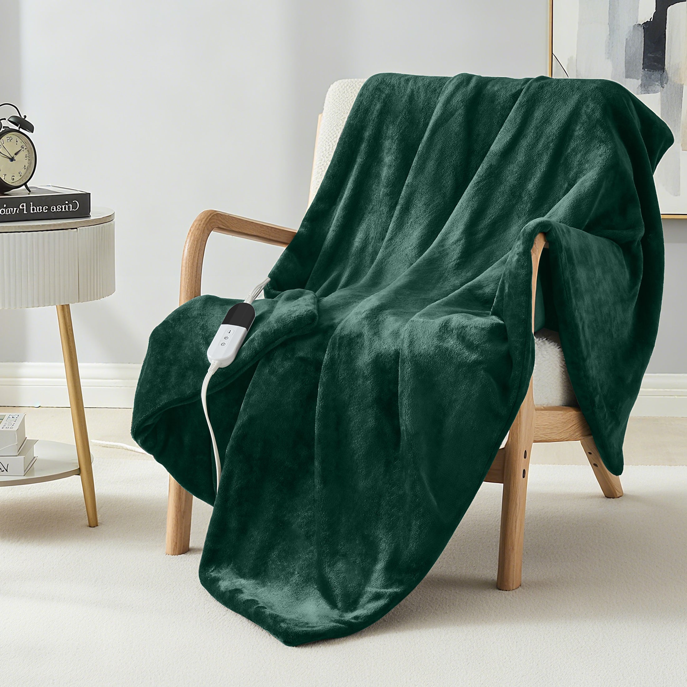 Dhole Electric Heated Blanket Throw - 50"x60" with 6 Heating Levels 4 Hours Auto Off Fast Heating Over-Heated Protection Ultra Soft Warm Flannel ETL Certified