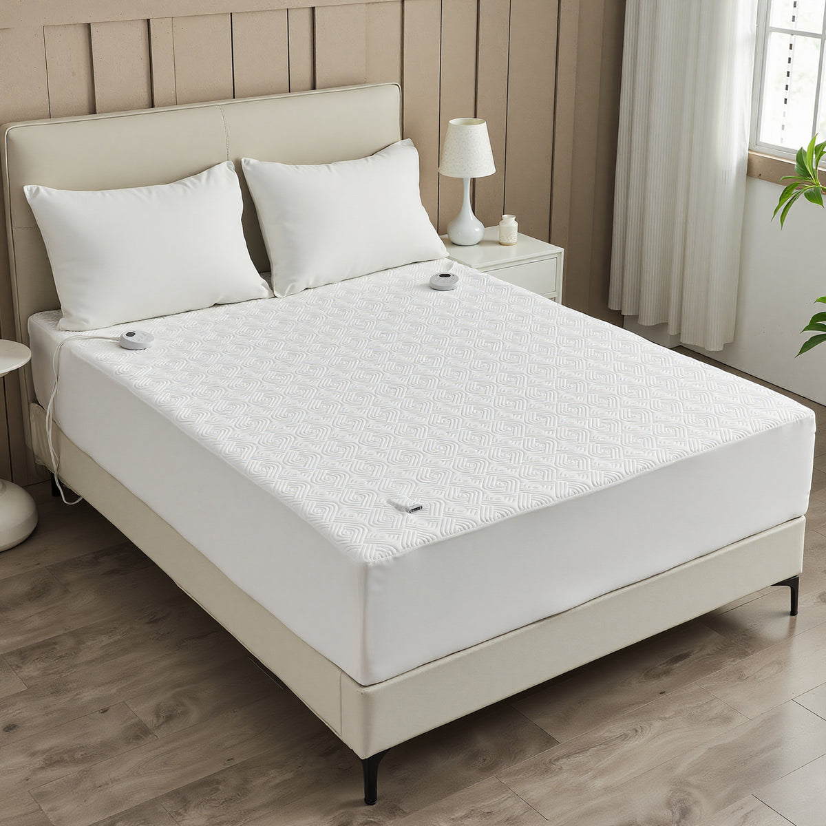 Dhole Heated Mattress Pad, Dual Control Electric Bed Warmer, 6 Heat Levels, 1-10H Auto Shut Off with Preheat & LED Controller