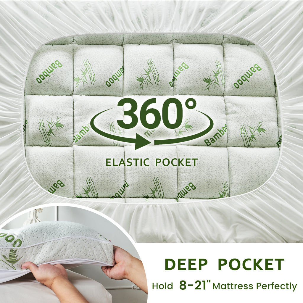 Dhole Queen Size 2-Inch Mattress Topper & Pad – 1200GSM Down Alternative Fill, Cooling Bamboo Viscose Cover, Extra Firm Pillow Top for Back Pain Relief, Deep Pocket 6-18 Inches (60"x80")