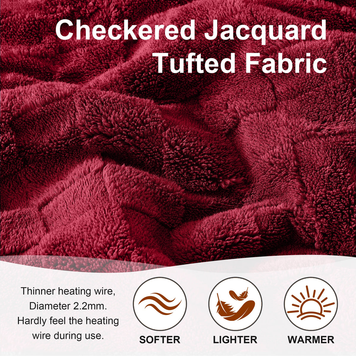 Dhole Electric Heated Blanket Checkered Fleece Throw 50x60 Inches Fast Heating Blanket 6 Heating Levels & 4 Hours Auto Off ETL Certification