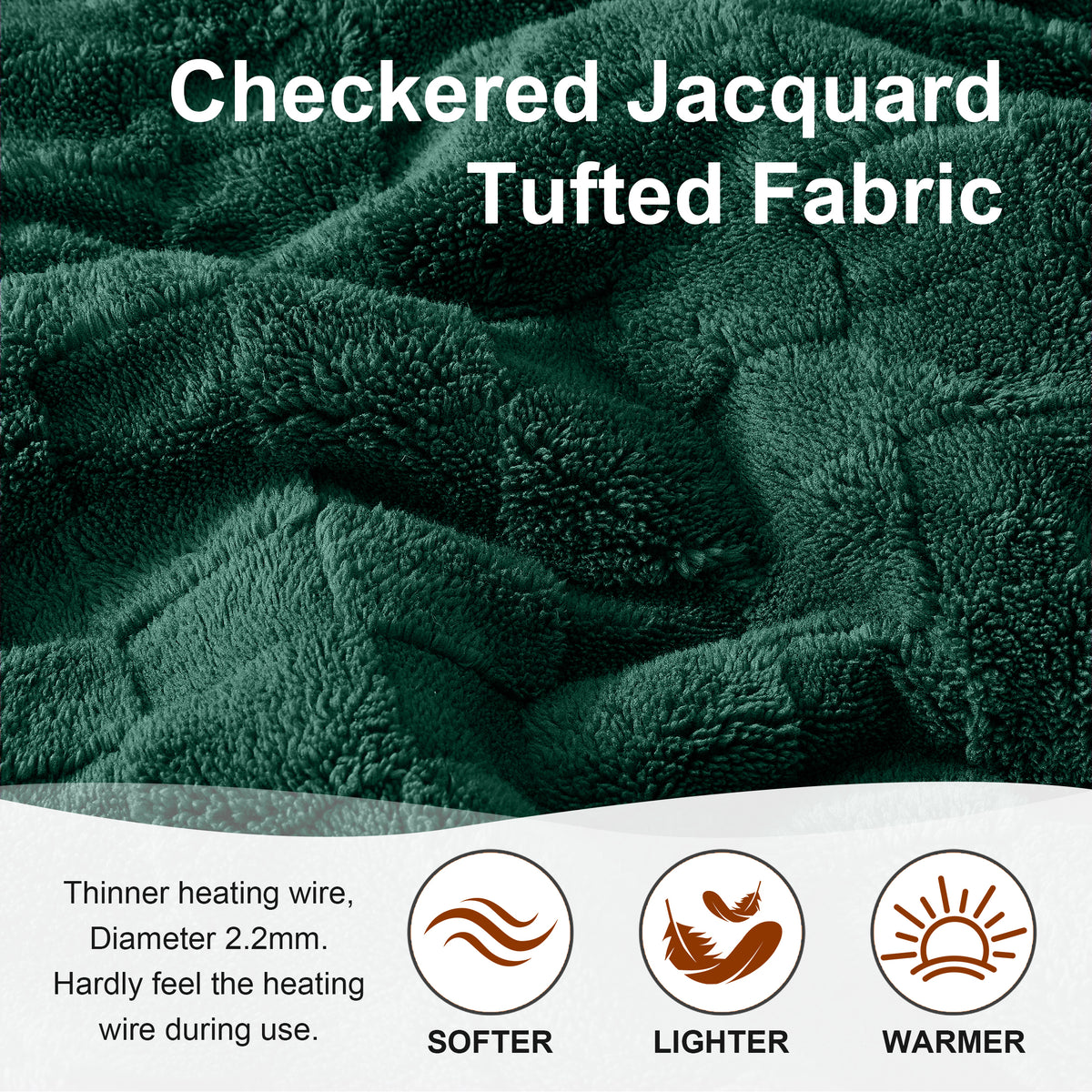 Dhole Electric Heated Blanket Checkered Fleece Throw 50x60 Inches Fast Heating Blanket 6 Heating Levels & 4 Hours Auto Off ETL Certification