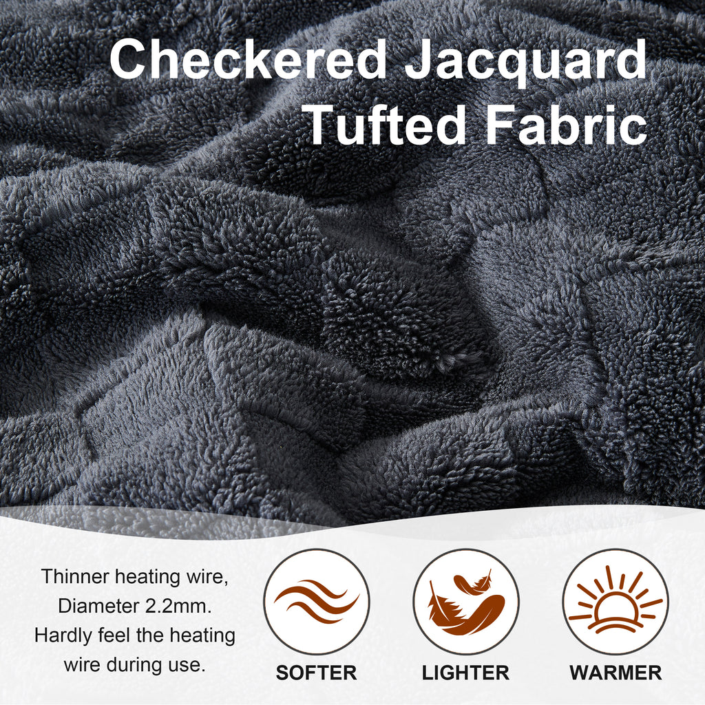 Dhole Electric Heated Blanket Checkered Fleece Throw 50x60 Inches Fast Heating Blanket 6 Heating Levels & 4 Hours Auto Off ETL Certification