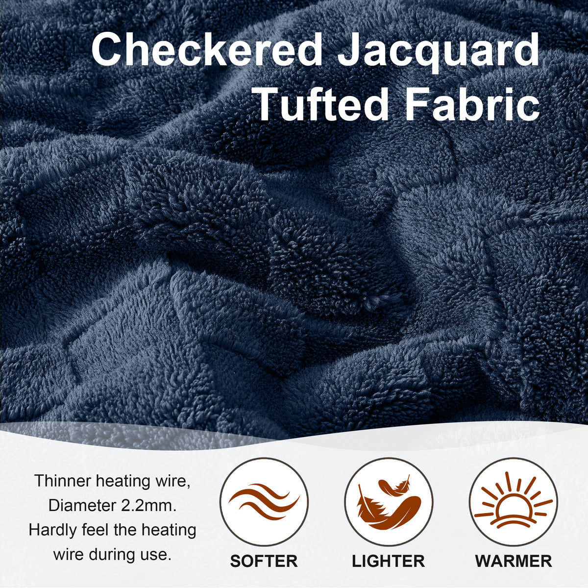 Dhole Electric Heated Blanket Checkered Fleece Throw 50x60 Inches Fast Heating Blanket 6 Heating Levels & 4 Hours Auto Off ETL Certification