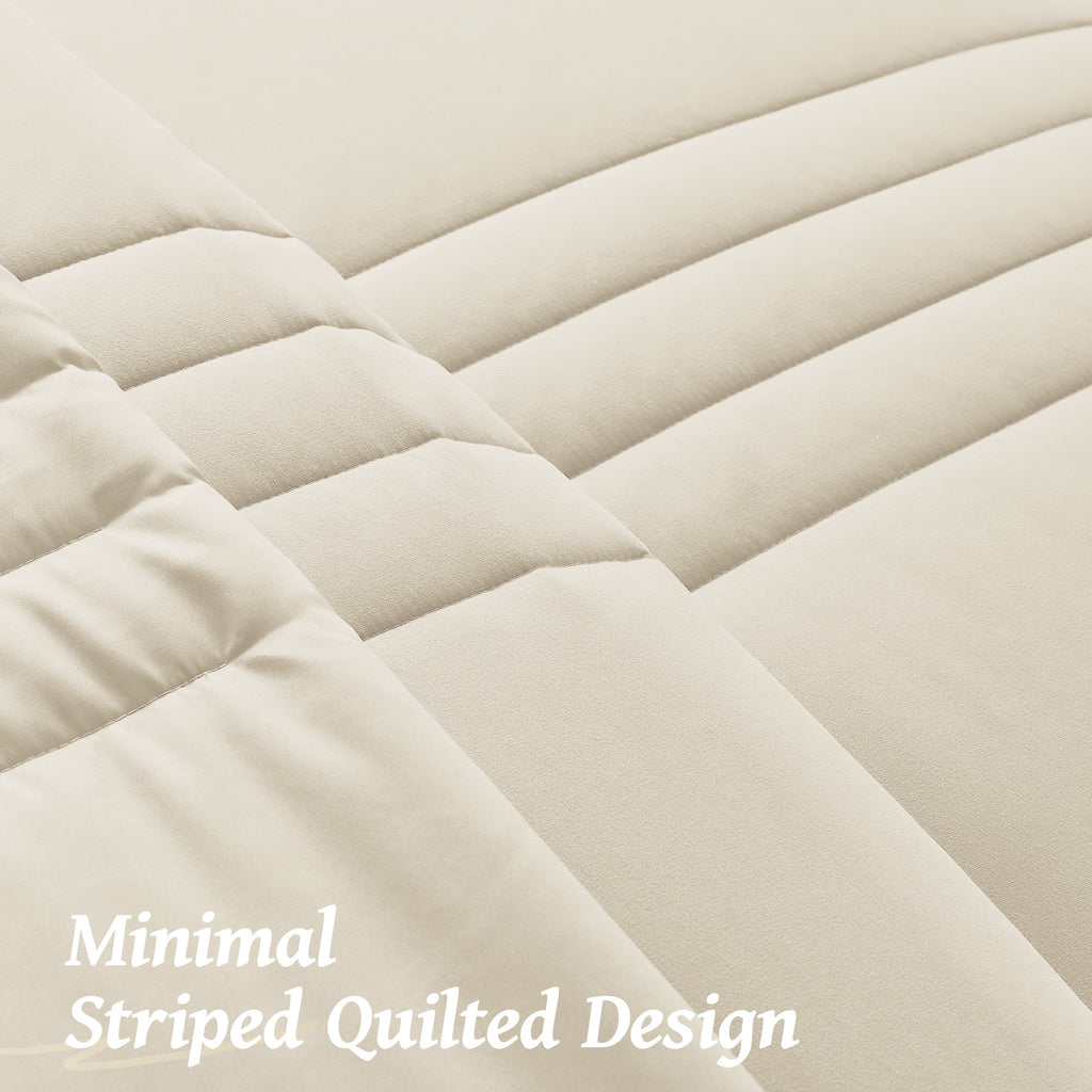 Dhole 7-Piece Bed in Bag - Striped Comforter Sets, Pillowcases & Sheet Collection for Cozy Bedding Sets