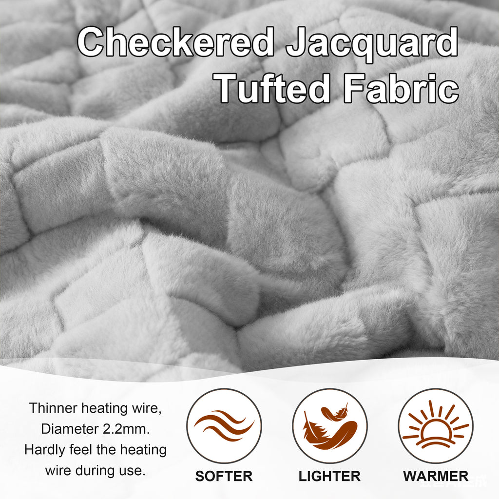 Dhole Electric Heated Blanket Checkered Fleece Throw 50x60 Inches Fast Heating Blanket 6 Heating Levels & 4 Hours Auto Off ETL Certification