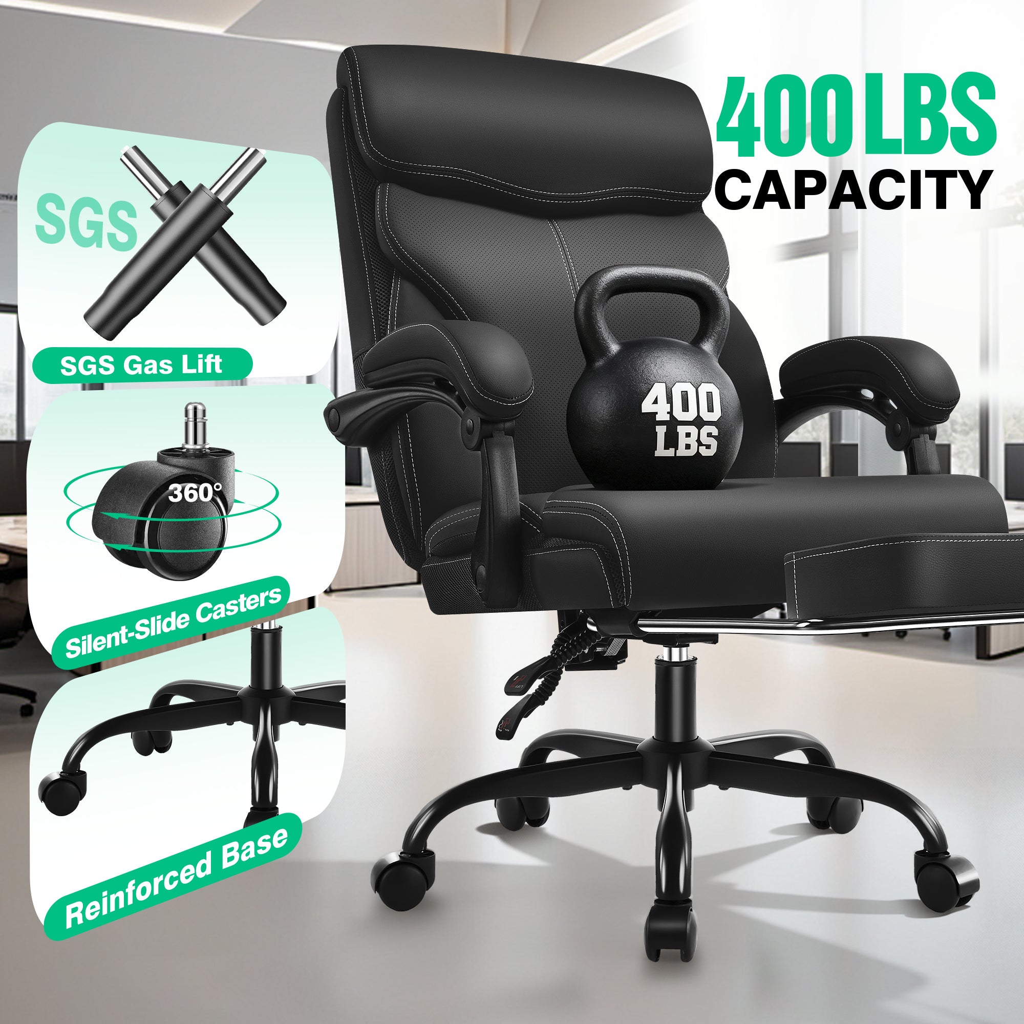 Dhole Executive Ergonomic Office Chair - High Back Mesh Desk Chair with Lumbar Support, 4D Armrests, Tilt Function & Breathable Mesh for Home Office (Black)