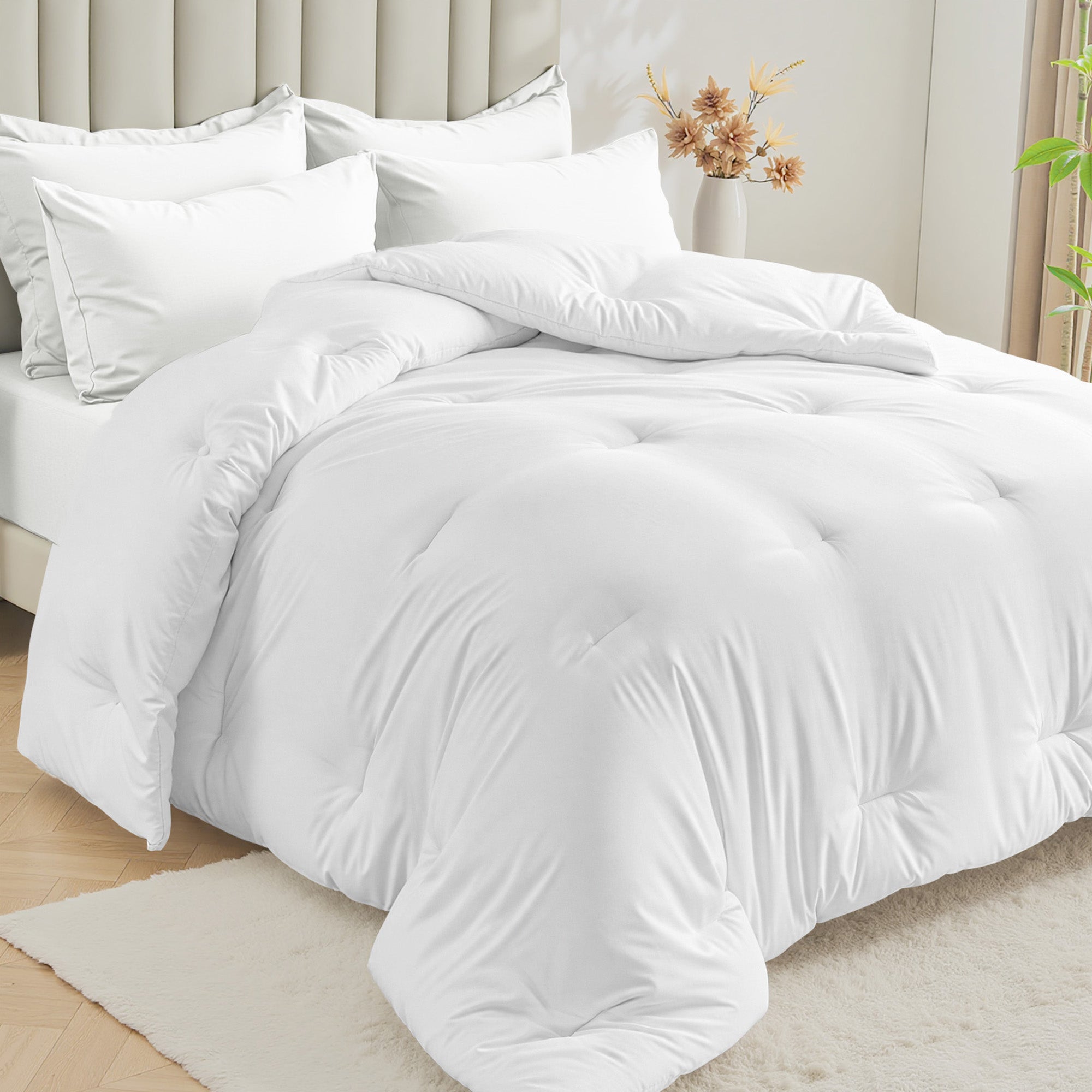 Dhole 7-Piece Bed Sheet Set - Queen Size Comforter, Pillowcases & Sheet Collection for Cozy Bedding Comfort Black