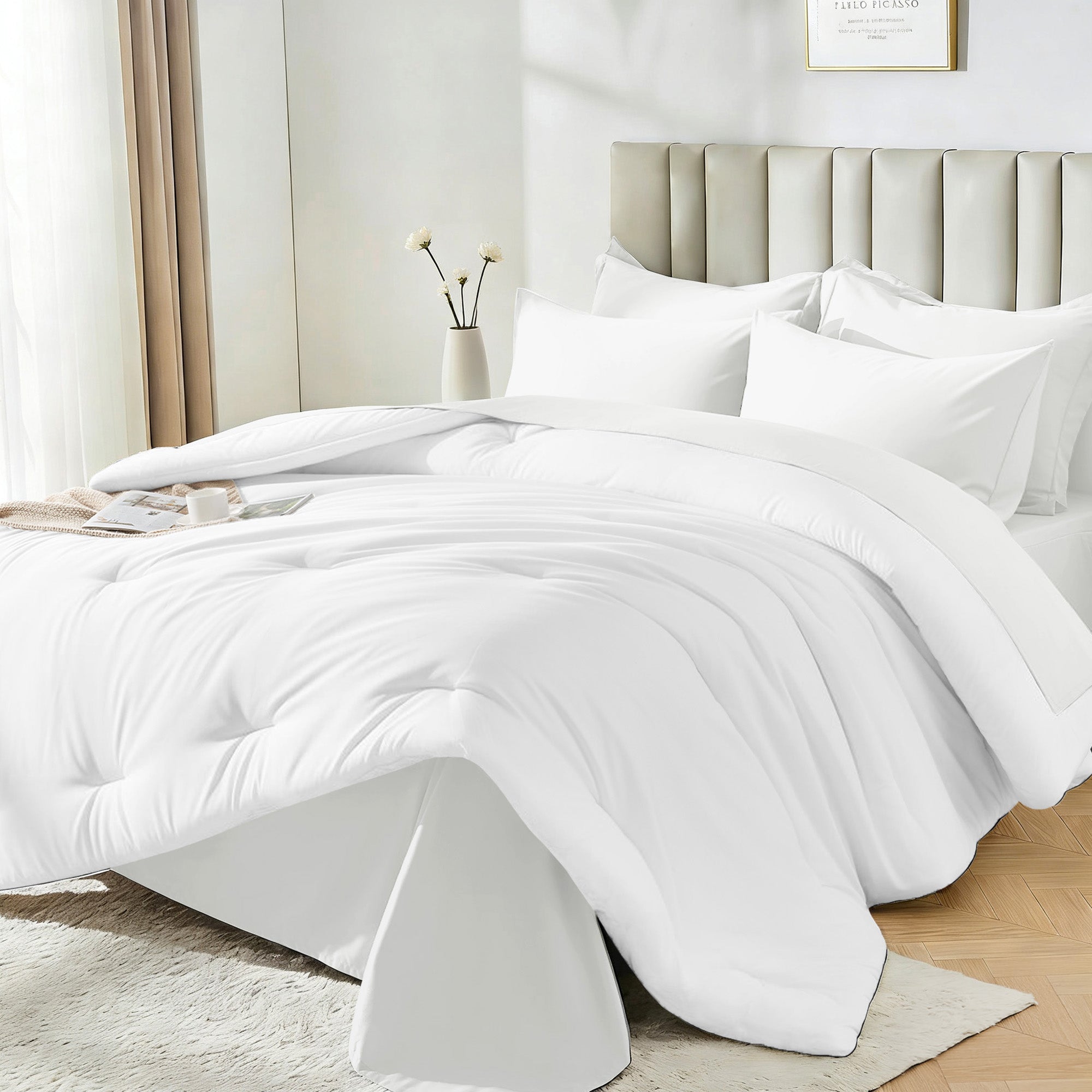 Dhole 7-Piece Bed Sheet Set - Queen Size Comforter, Pillowcases & Sheet Collection for Cozy Bedding Comfort Black